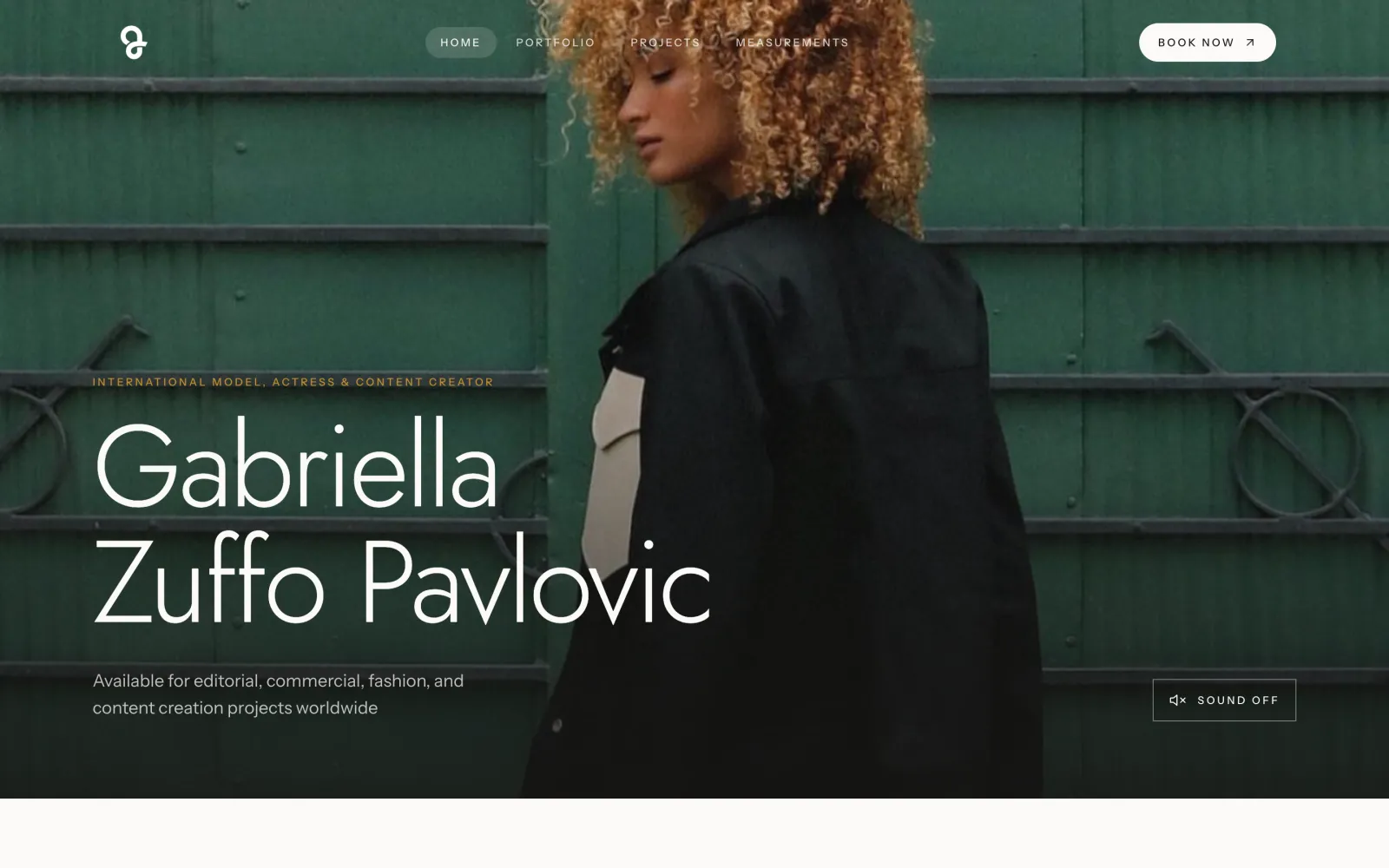 Gabriella Zuffo Pavlovic portfolio homepage with video hero