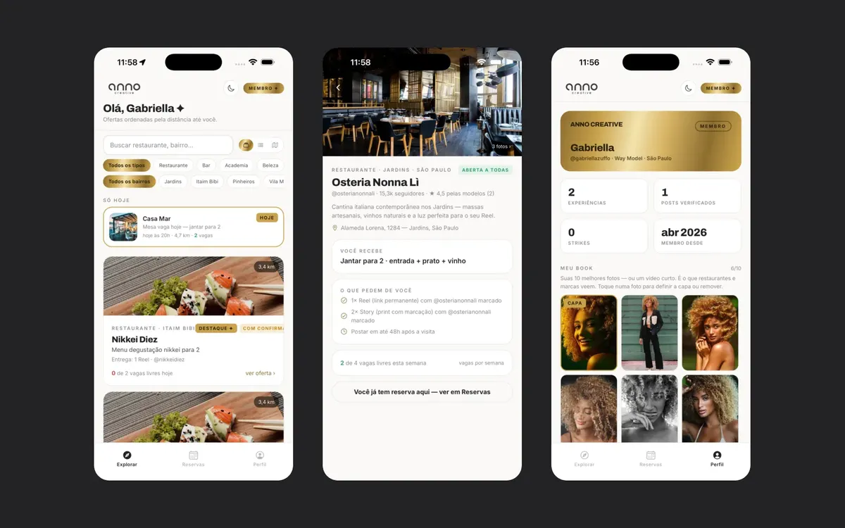ANNO CREATIVE iOS app screens