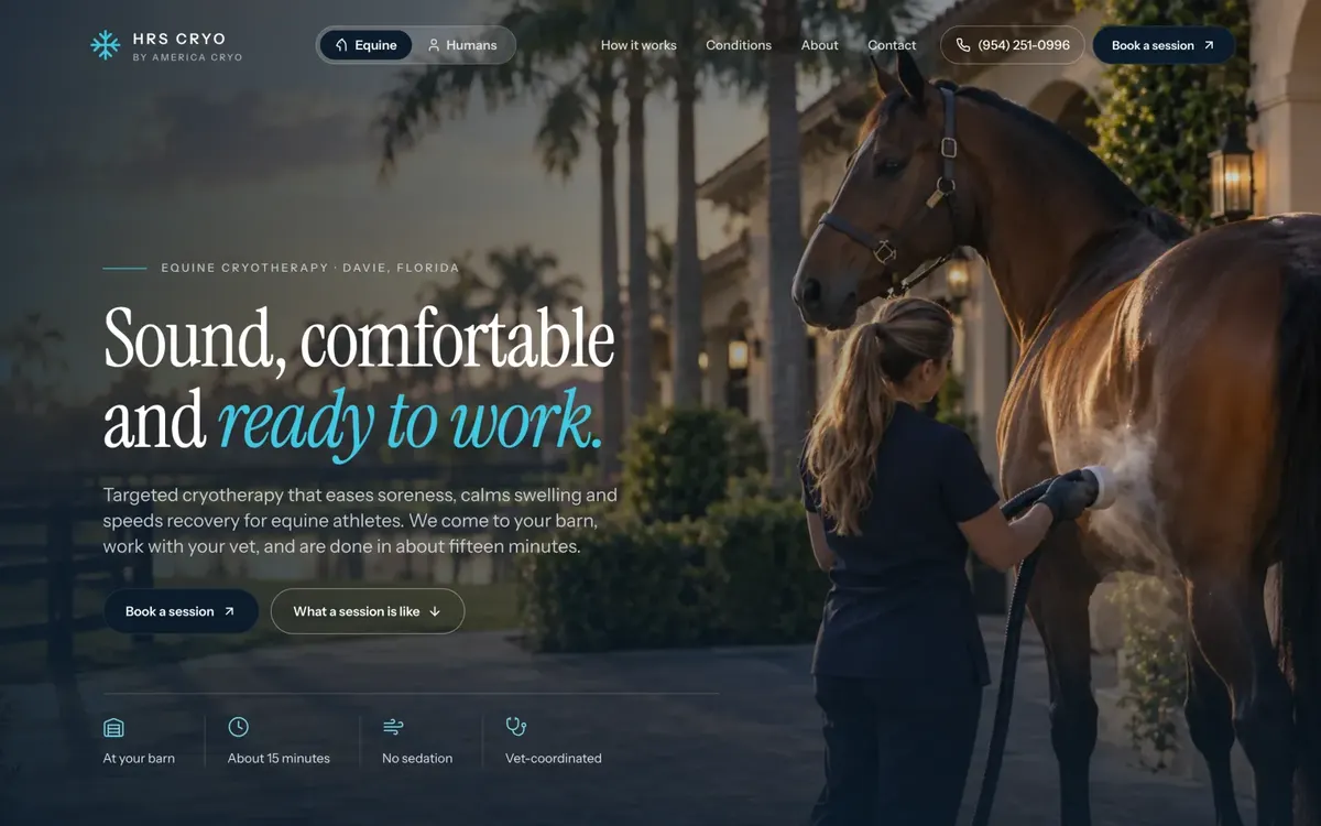 HRS CRYO equine and human cryotherapy website