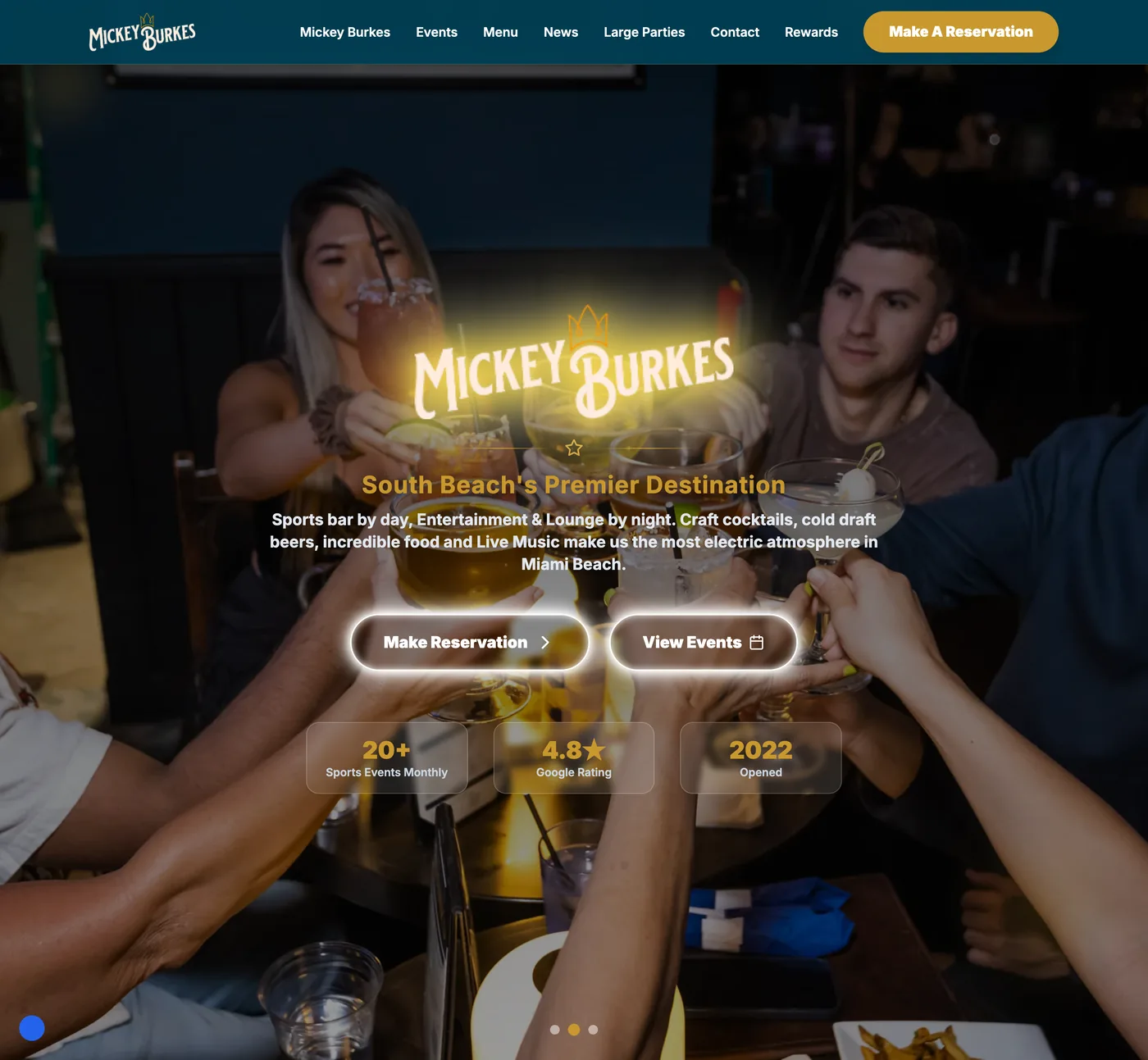 Mickey Burkes South Beach sports bar website homepage