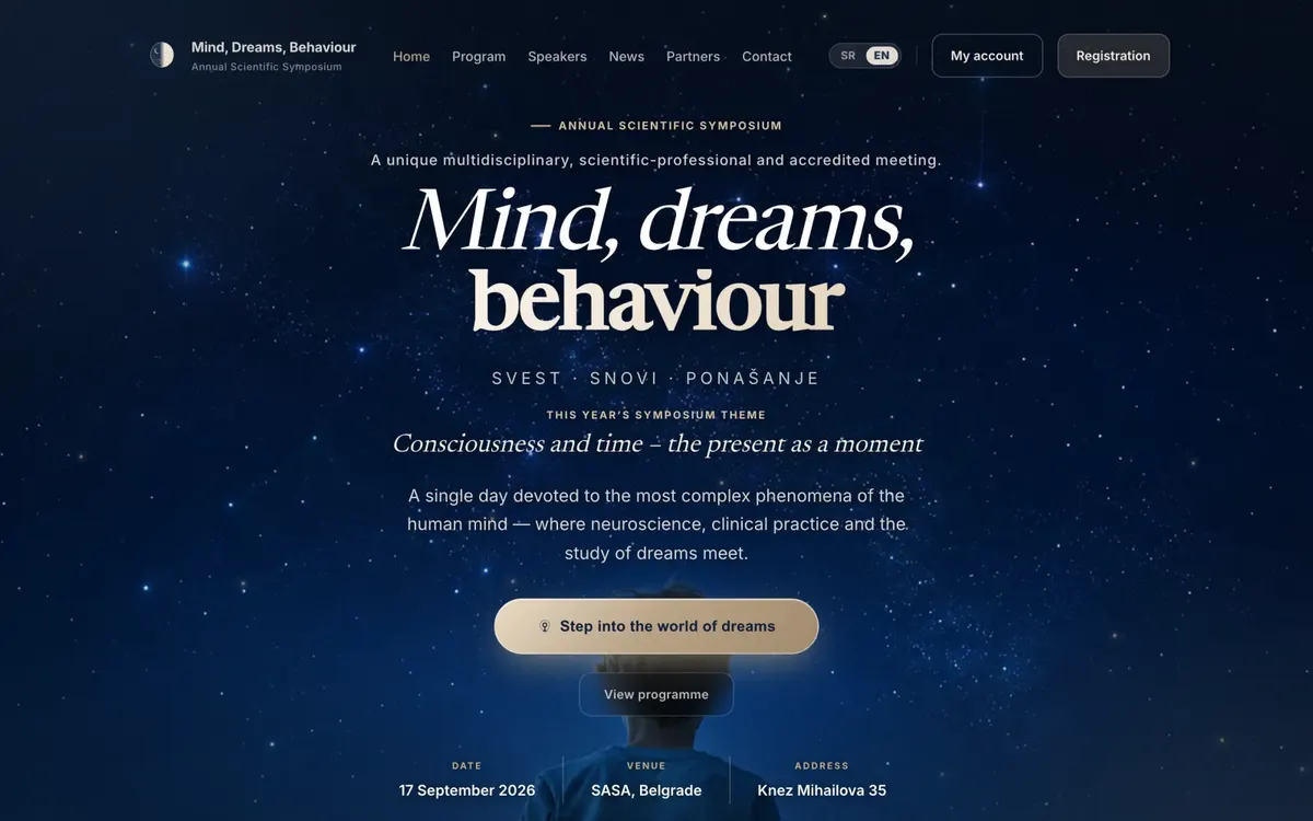 Mind, Dreams, Behavior symposium website, English version