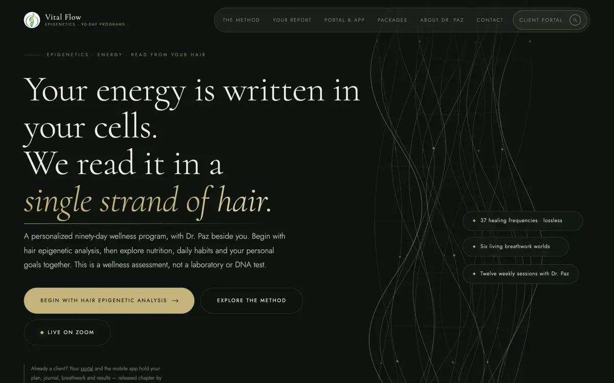 Dr. Paz Vital Flow website homepage